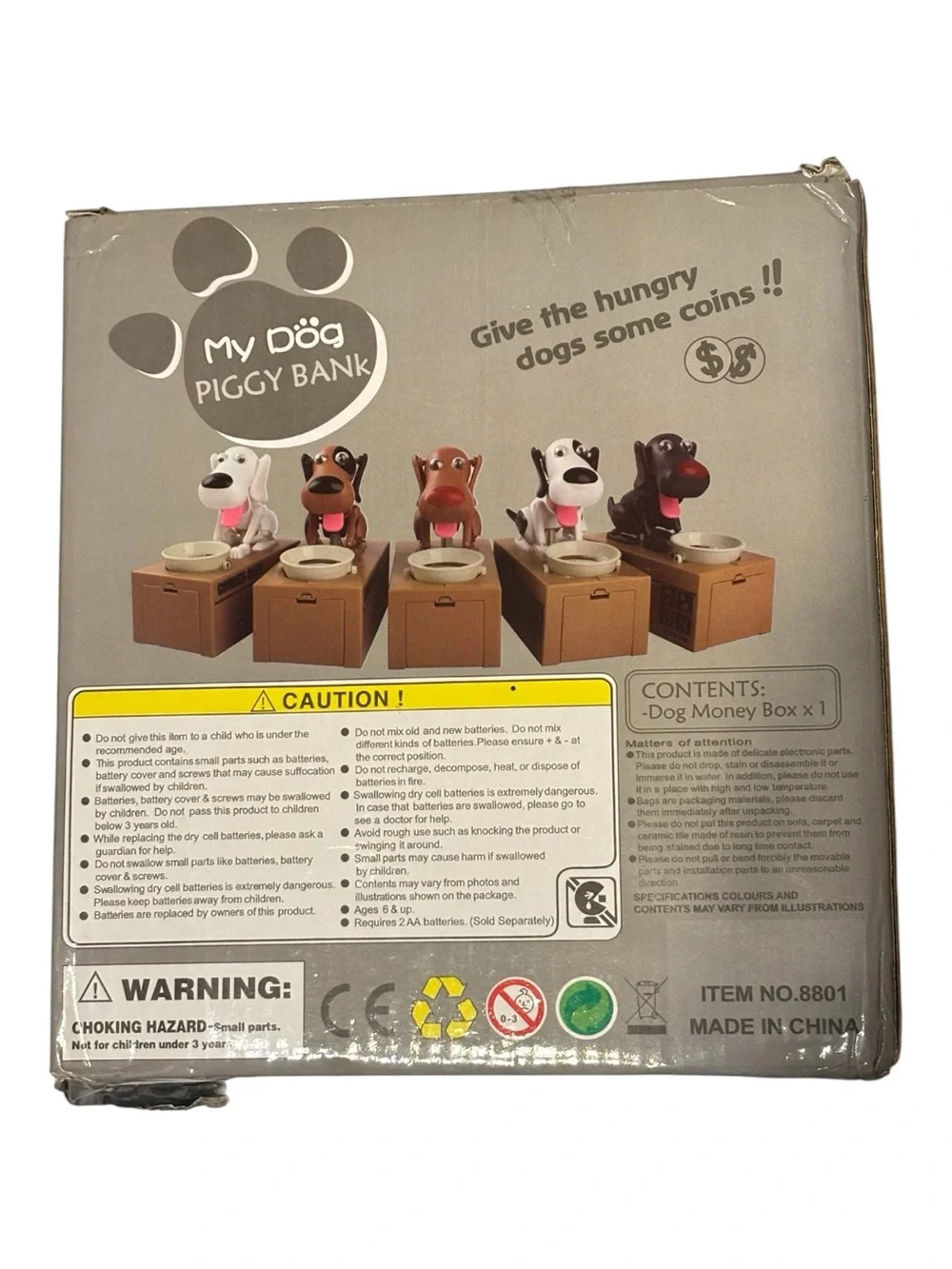 My Dog Piggy Bank Brown Dog Coin Bank -Robotic toy munching dog bank NIB